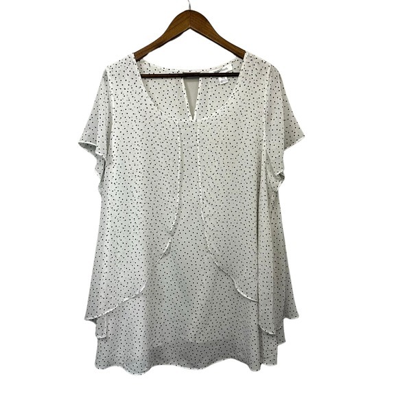 Motherhood Maternity‎ Plus Size 1X White & Black Polka Dot Blouse – NWT - Picture 1 of 10